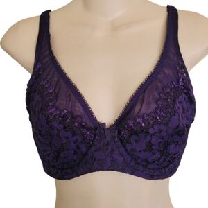 Victoria's Secret Body By Victoria Unlined Demi Purple Lace Bra Size Women's 34D